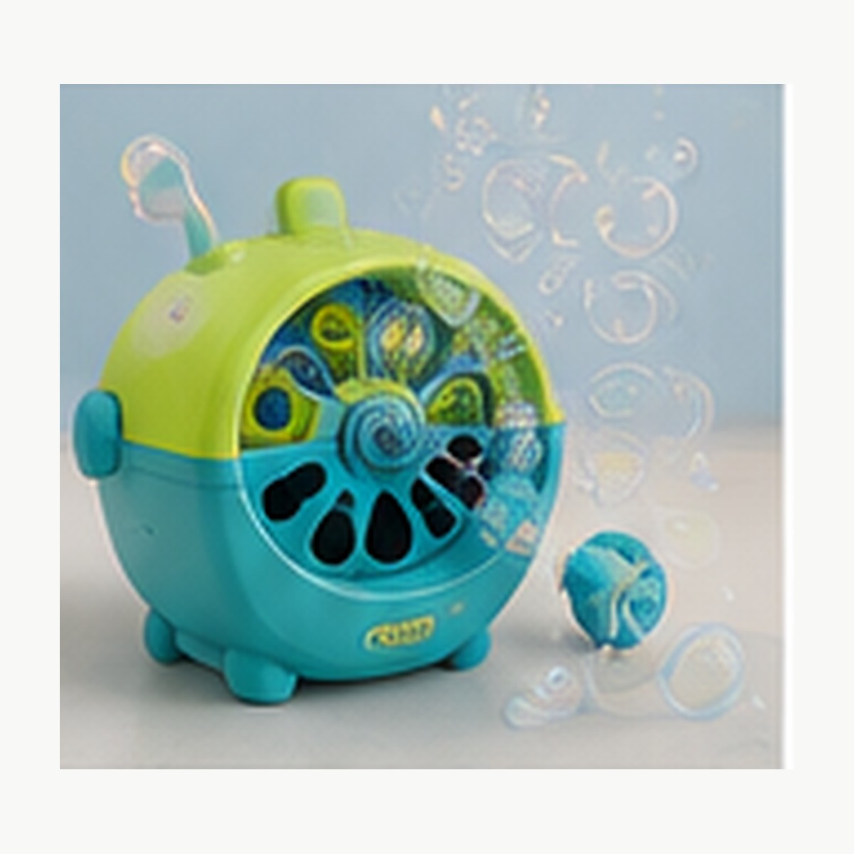 Illustrative image of a small bubble toy and bubbles