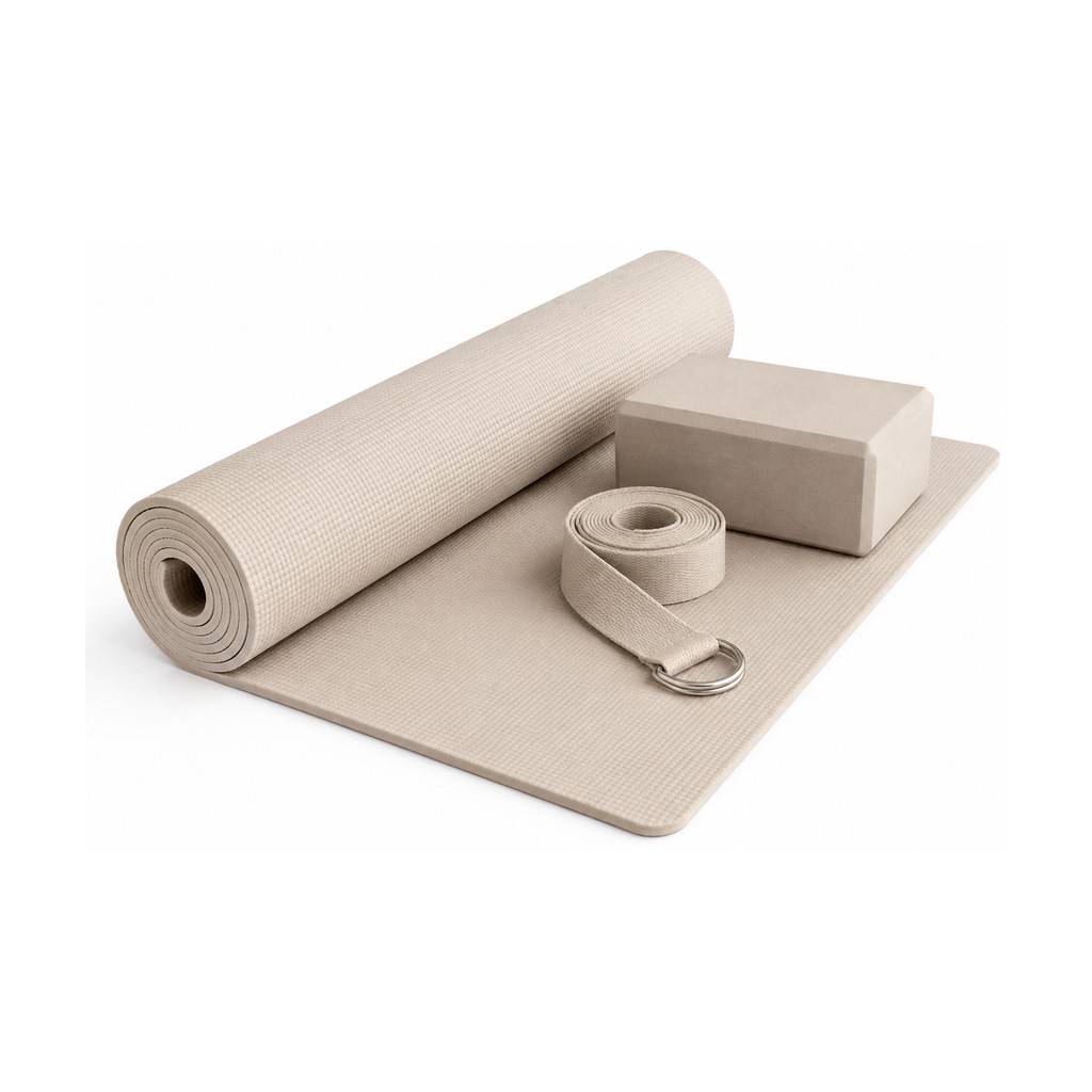 Illustrative image of a yoga mat and exercise accessories
