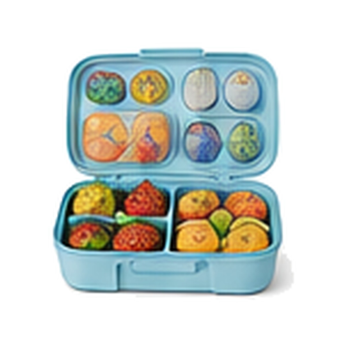 Illustrative image of a compartmented school lunch box